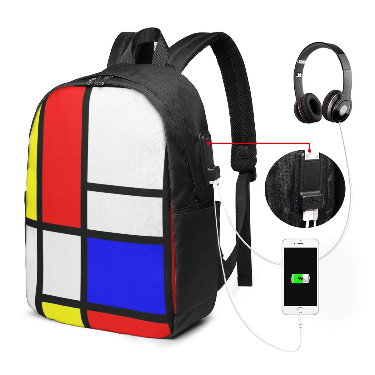 Women Bags Laptop - Mochila Piet Mondrian Composition, bolsa de
