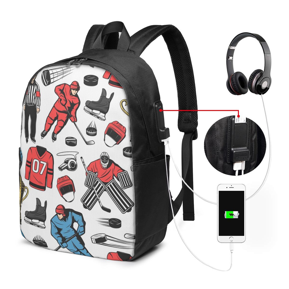 Women Bags Laptop - Mochila Ice Hockey Players On Rink,