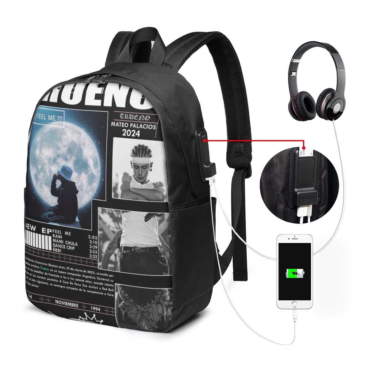 Women Bags Laptop - Mochila divertida de Trueno Hip Hop